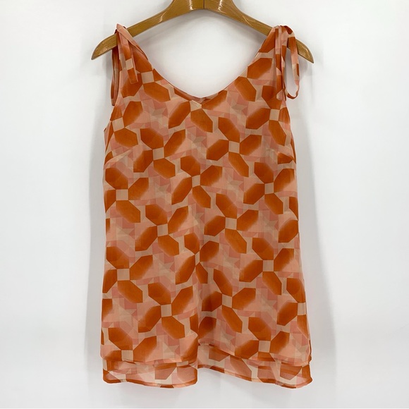 Cabi NWT Pinwheel Top #5358, Peach and Brick-Dust Layered Chiffon Sleeveless Top - Picture 13 of 16